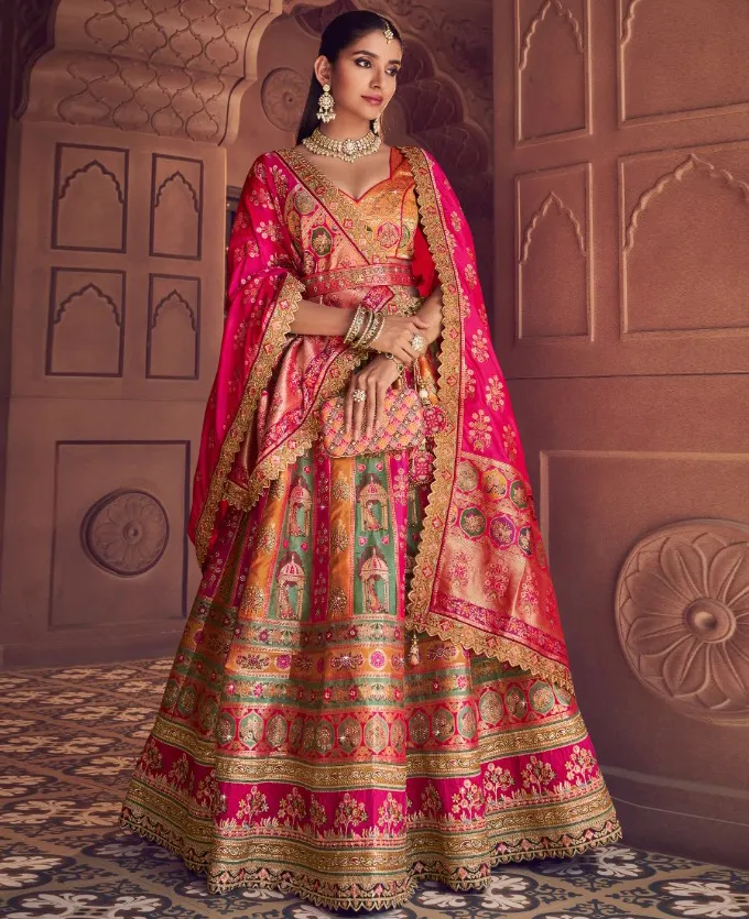 Multicolor Banarasi Premium Silk Swarovski Work Lehenga