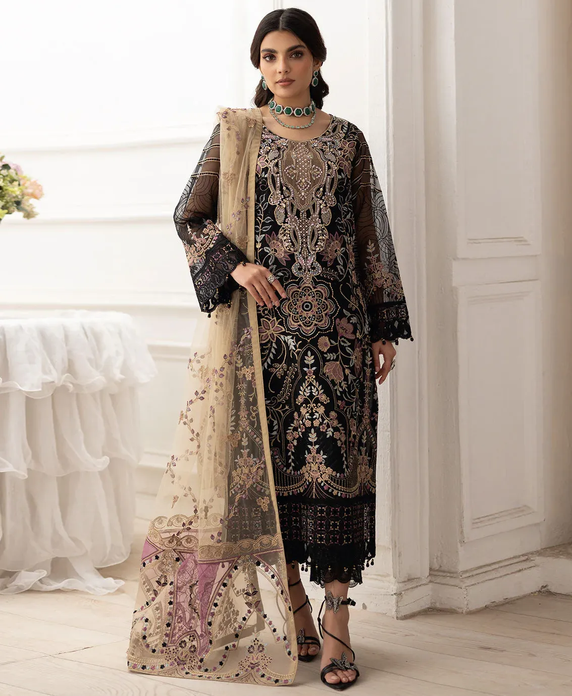 Black Georgette Heavy Embroidered Pakistani Suit