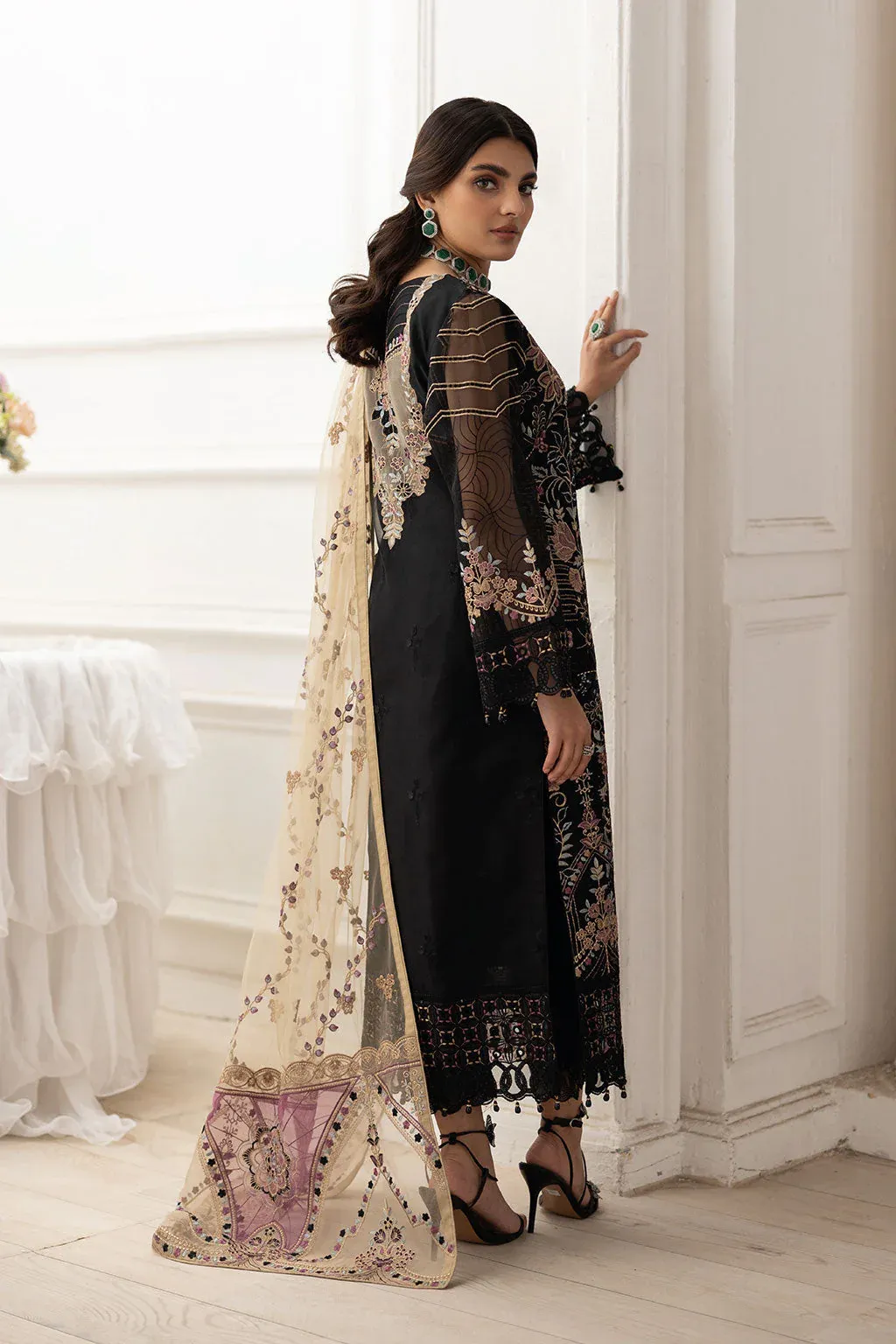 Black Georgette Heavy Embroidered Pakistani Suit - Image 2