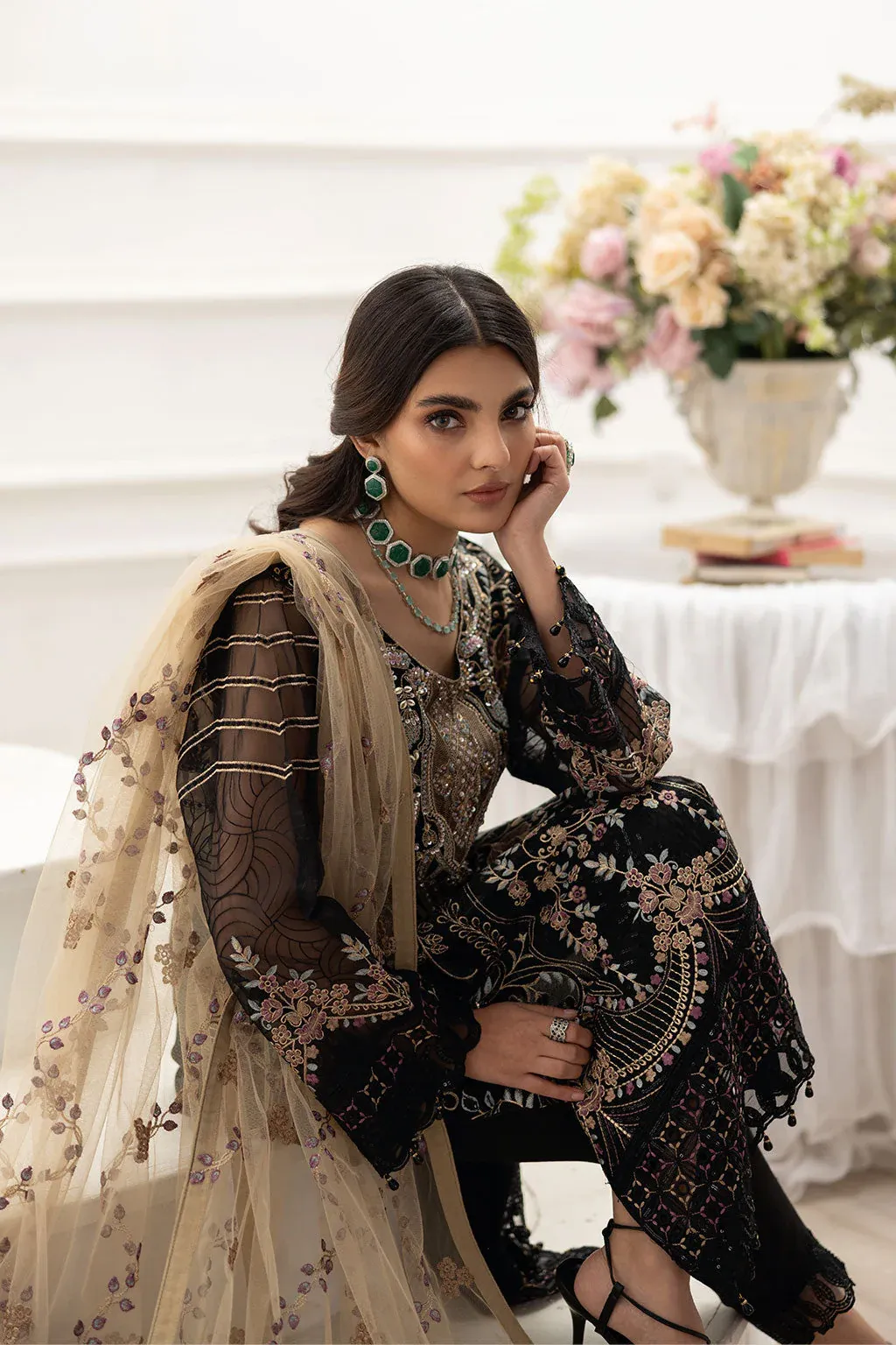 Black Georgette Heavy Embroidered Pakistani Suit - Image 5