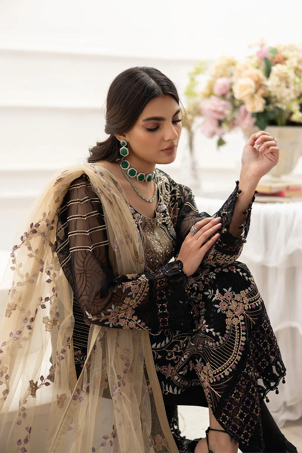 Black Georgette Heavy Embroidered Pakistani Suit - Image 4