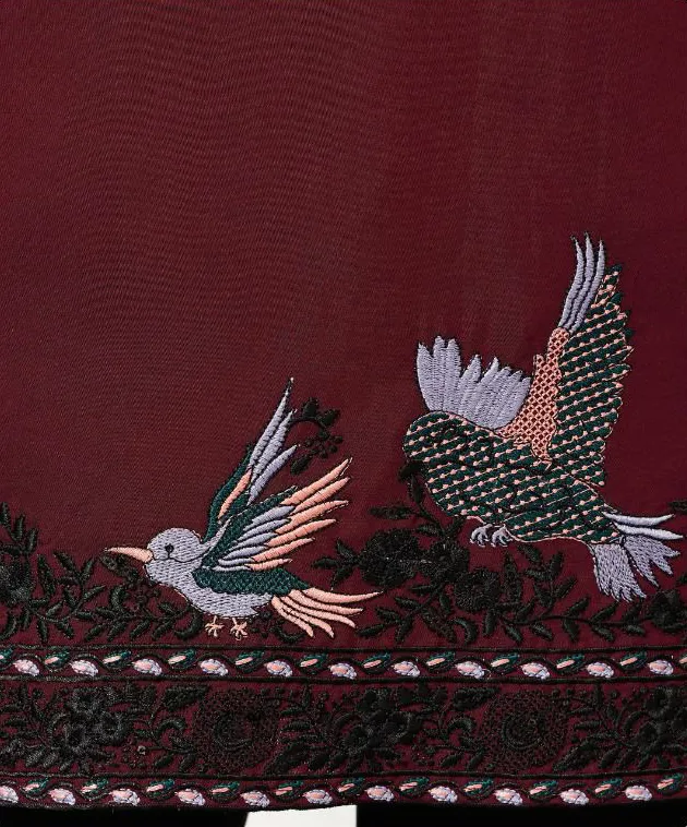 Maroon Viscose Silk Embroidered Men's Kurta Pant With Dupatta - Image 6