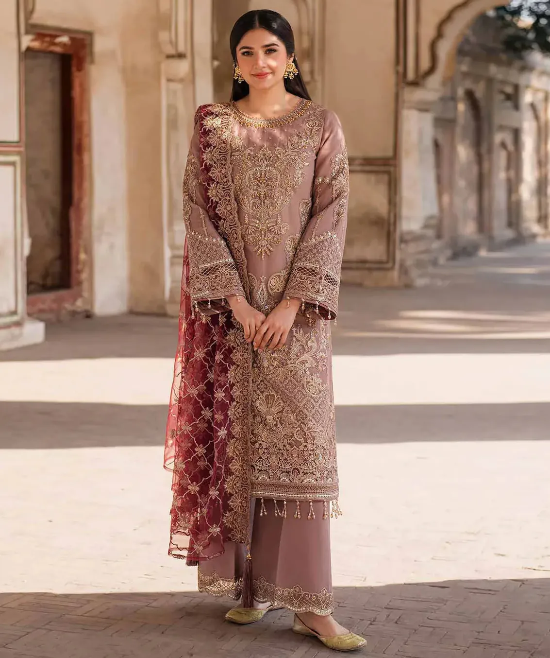 Pink Heavy Faux Georgette Embroidery Work Pakistani Suit