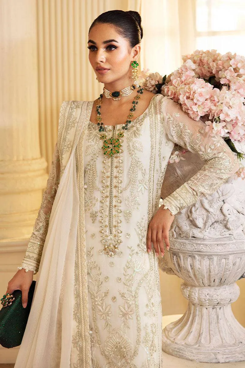 Cream Heavy Faux Georgette Embroidery Work Pakistani Suit - Image 2