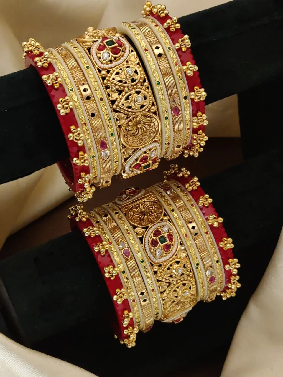 Grand Antique Gold-Plated Bridal Bangle Set