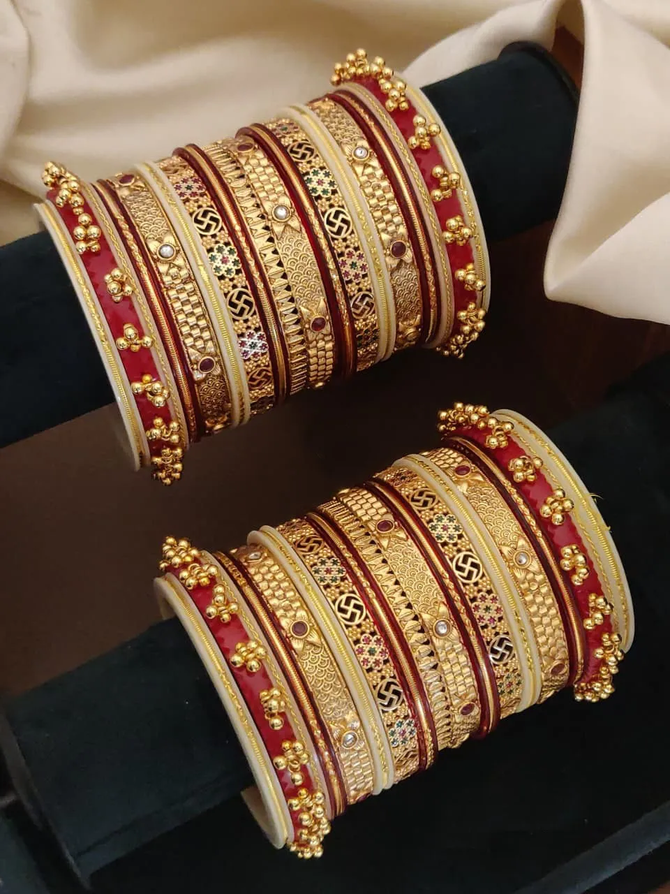 Traditional Red and Gold Bridal Bangle Set