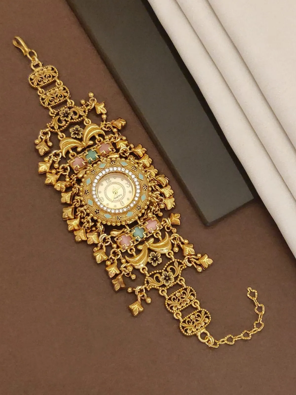 Vintage Heritage Gold Plated Ethnic Bracelet Watch For Women