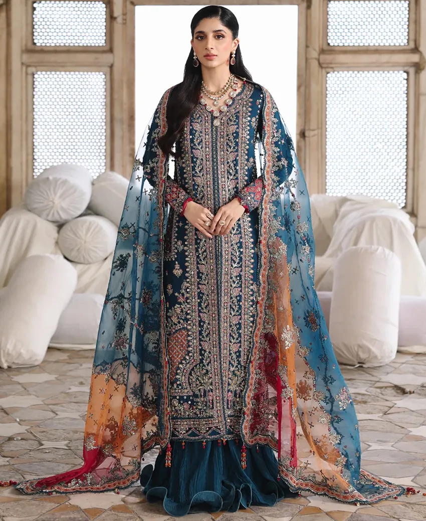 Blue Georgette Embroidered Pakistani Salwar Suit