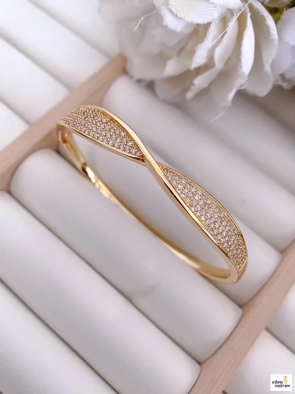 Gold-Plated Infinity Twist Designer Kada Bracelet