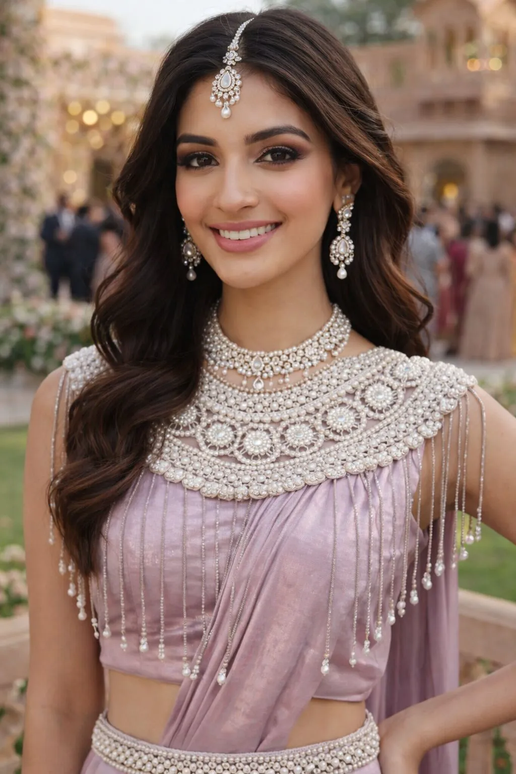 Lavender Premium Sandwash Satin Ready-to-Wear Saree - Image 2