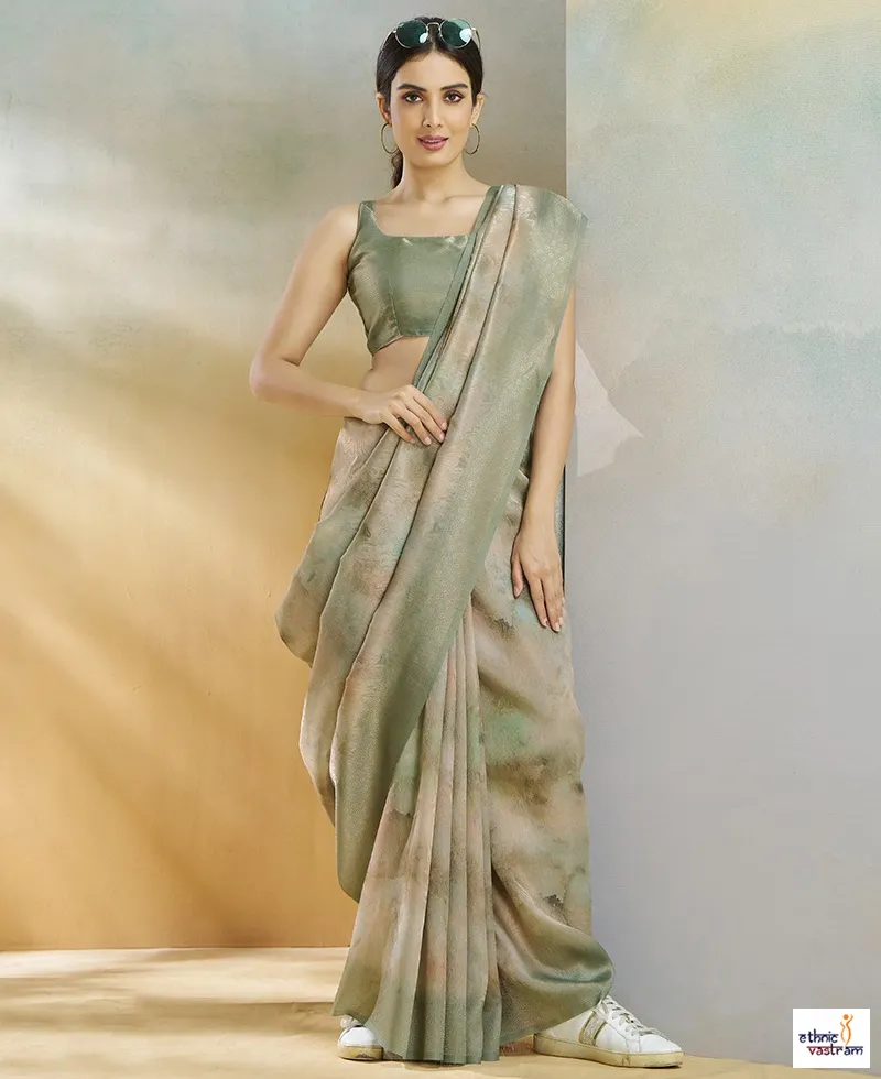Pastel Green Handloom Weaving Silk Artistic Texture Saree