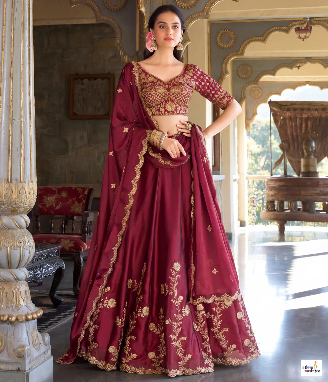 Pink Premium Rangoli Silk Embroidered Lehenga Choli Set
