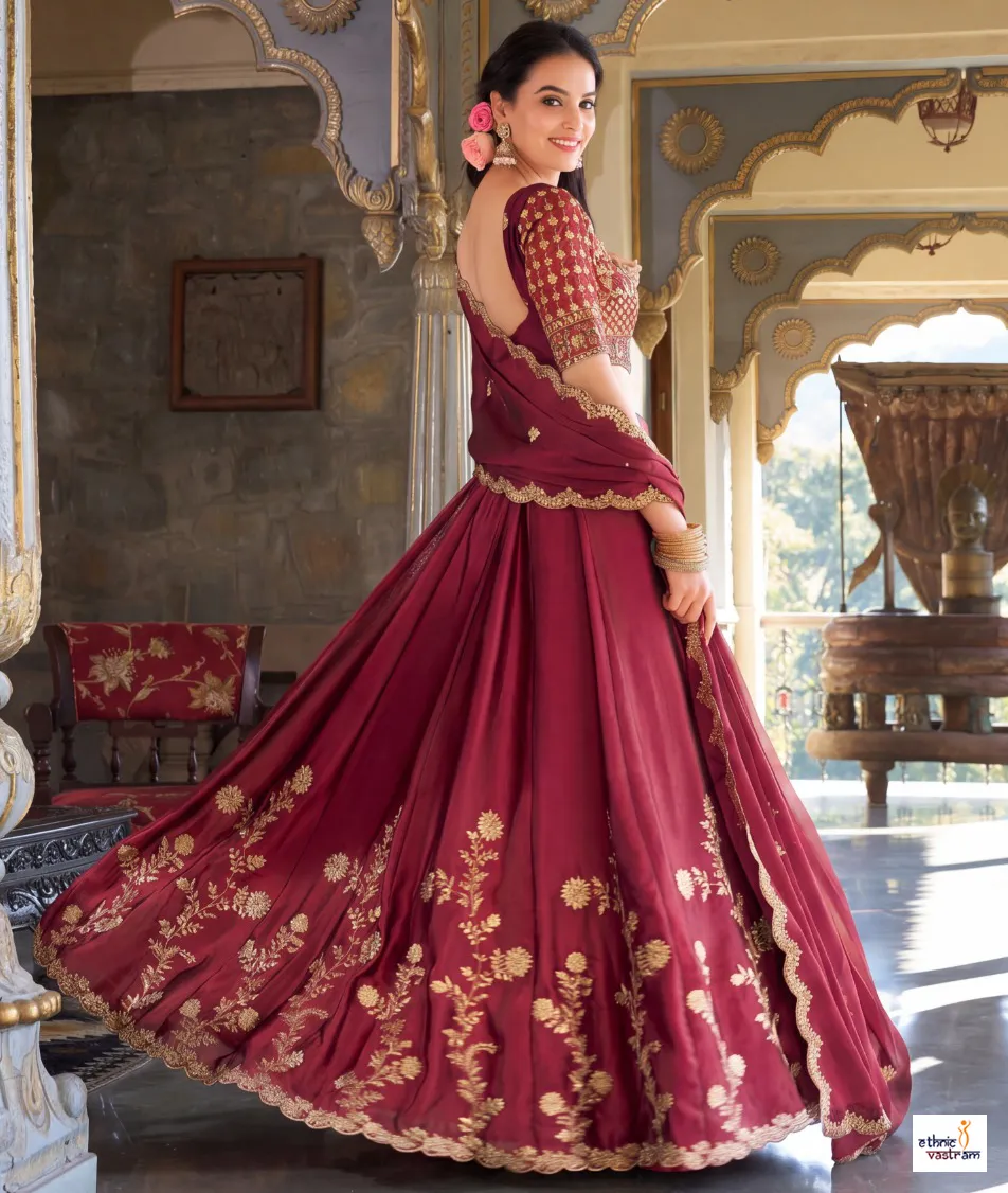Pink Premium Rangoli Silk Embroidered Lehenga Choli Set - Image 3