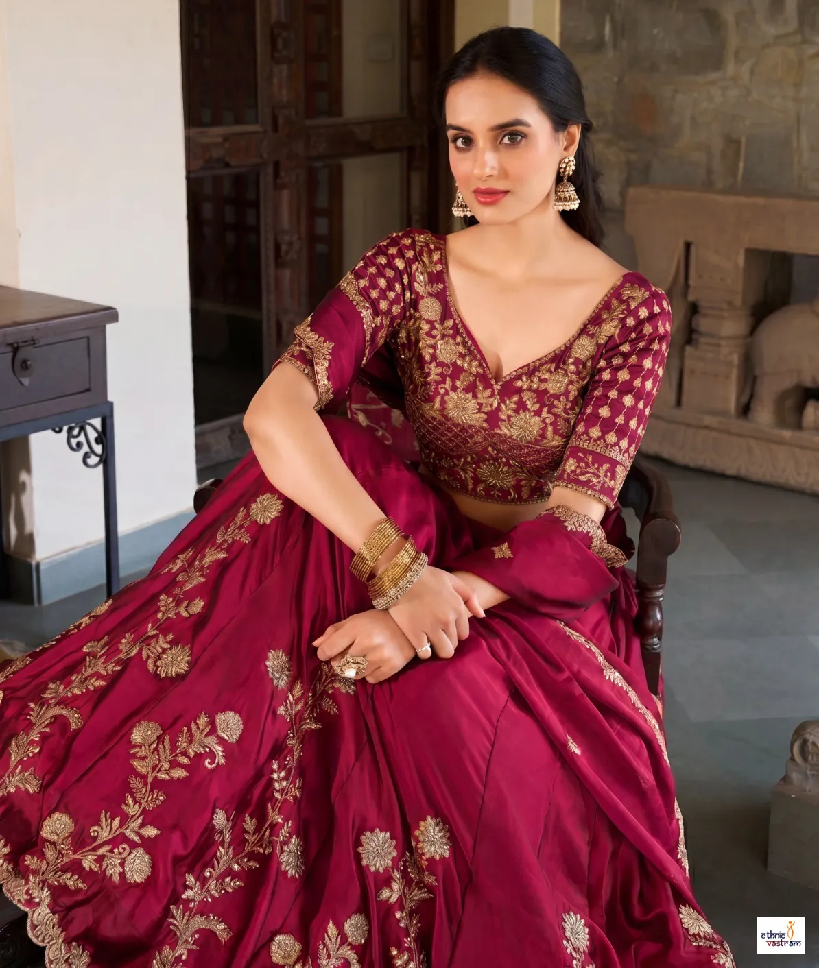 Pink Premium Rangoli Silk Embroidered Lehenga Choli Set - Image 4