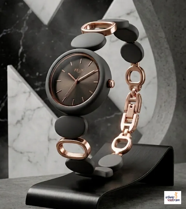 Felix Luxury Rose Gold Crystal Link Designer Watch