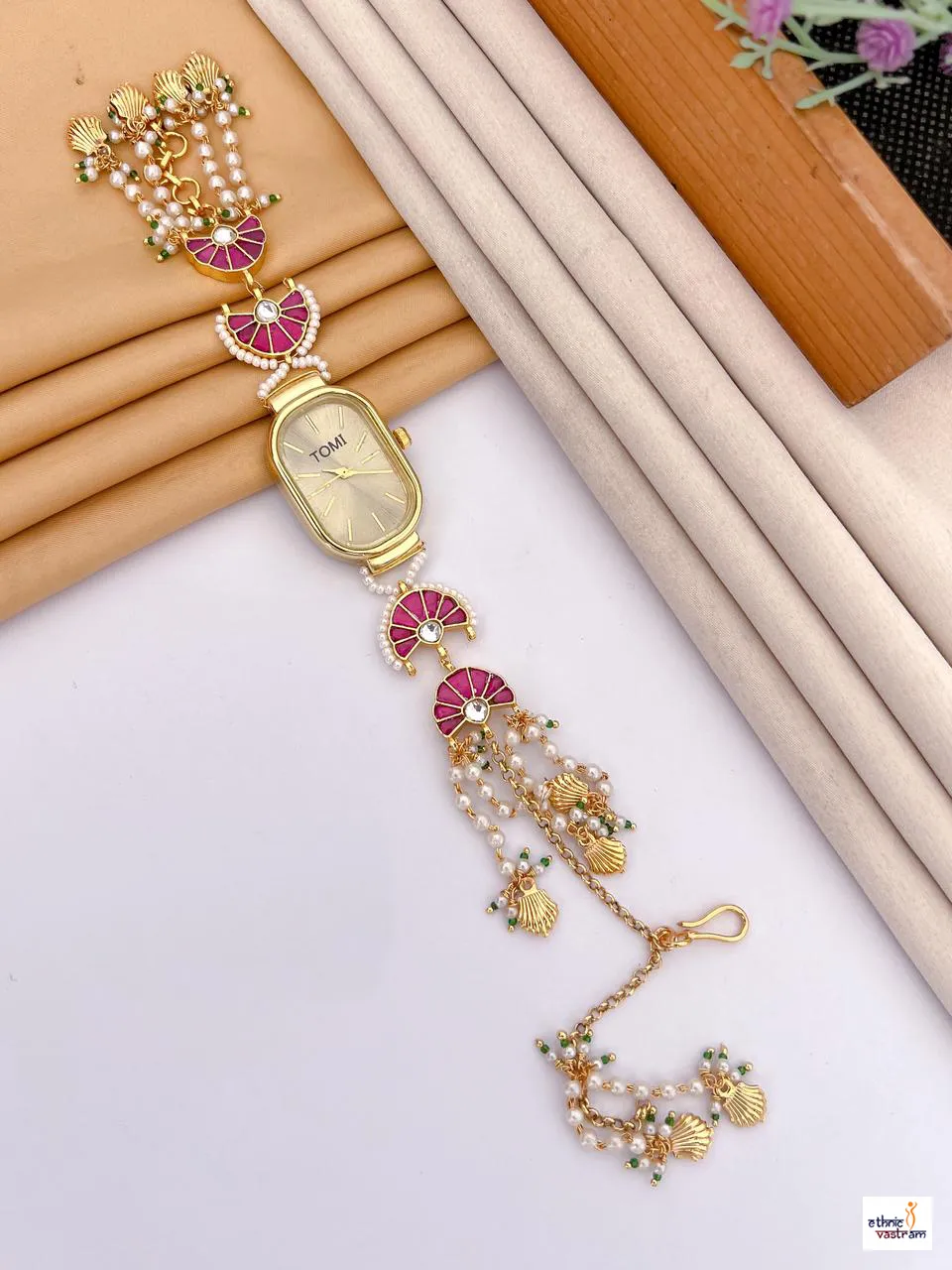 Kundan Traditional Festive Indian Jewelry Watch