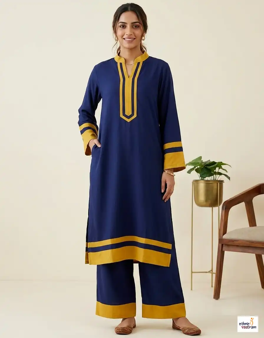 Women's Blue Rayon Pakistani Co-ord Set