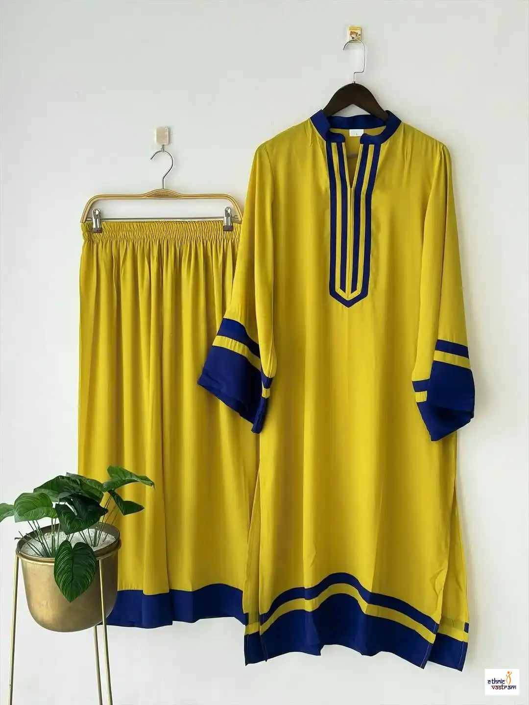 Women's Lime Yellow Rayon Pakistani Co-ord Set - Image 2