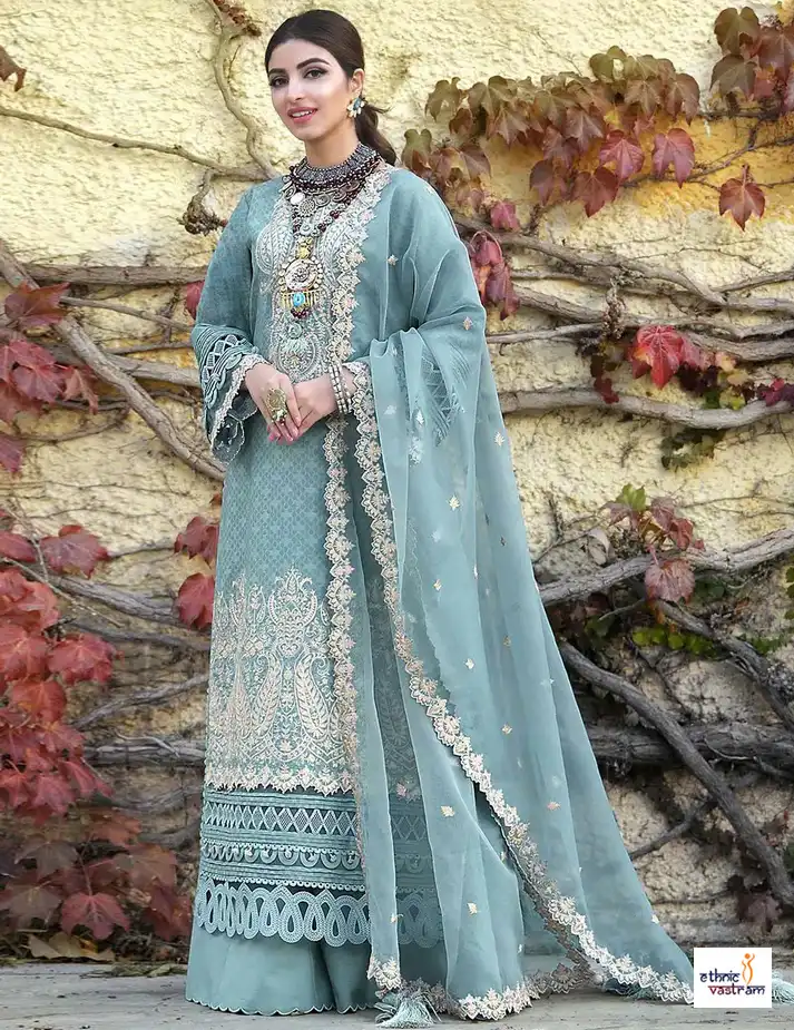 Zaha Mint Green Faux Georgette Embroidered Pakistani Suit