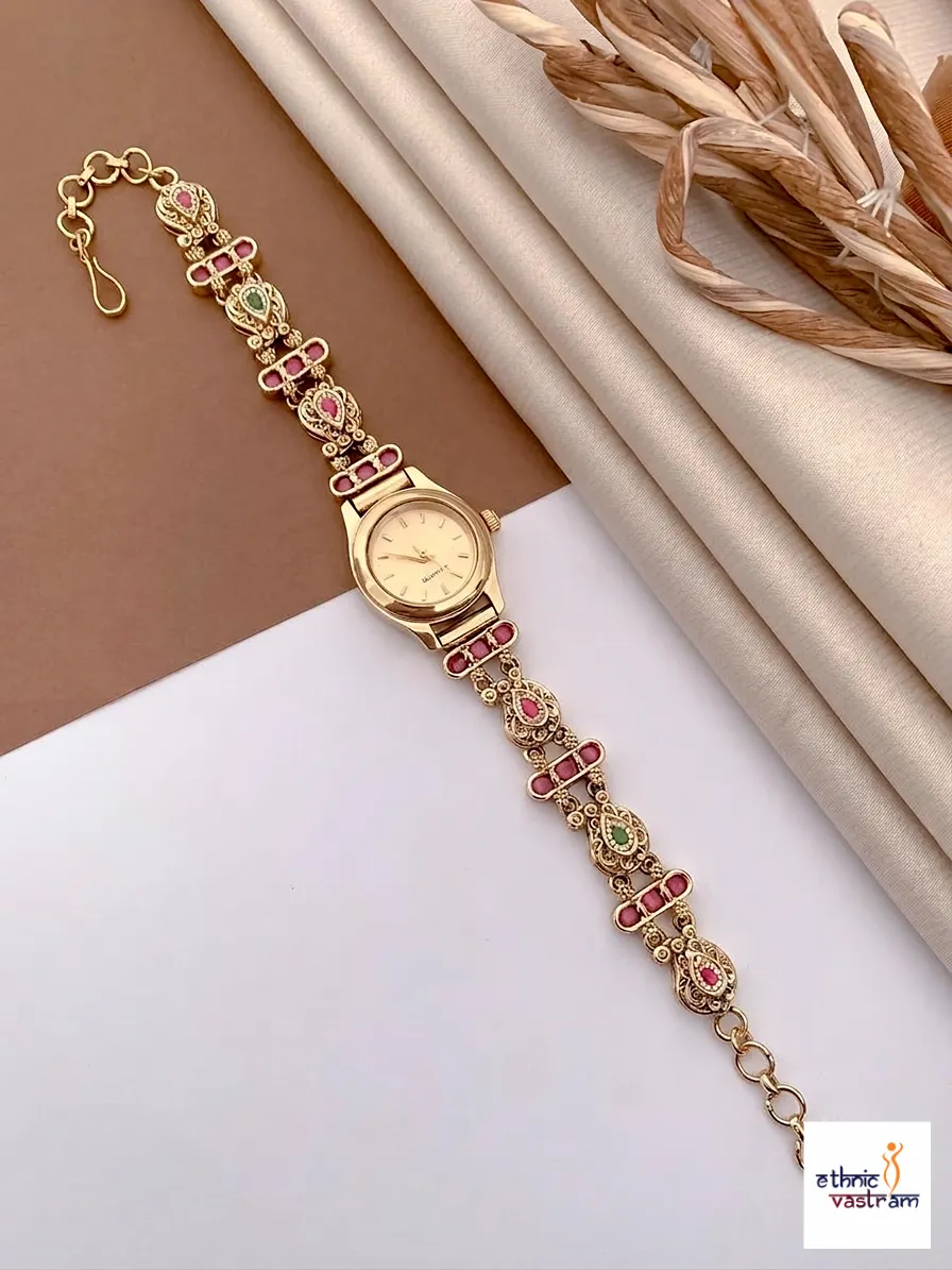 Women's Traditional Multi-Stone Jewelry Wristwatch with Clasp