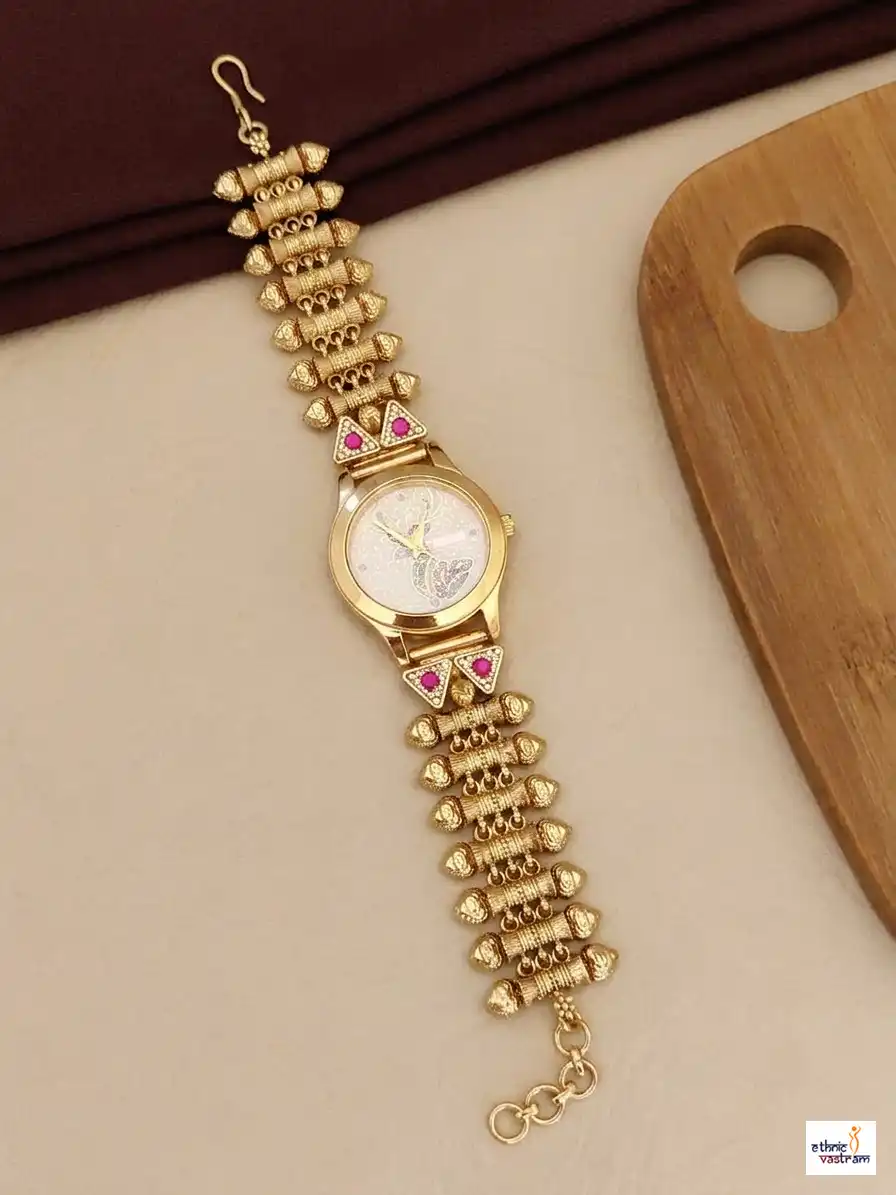 Antique Gold Temple Bullet Link Heritage Bracelet Watch