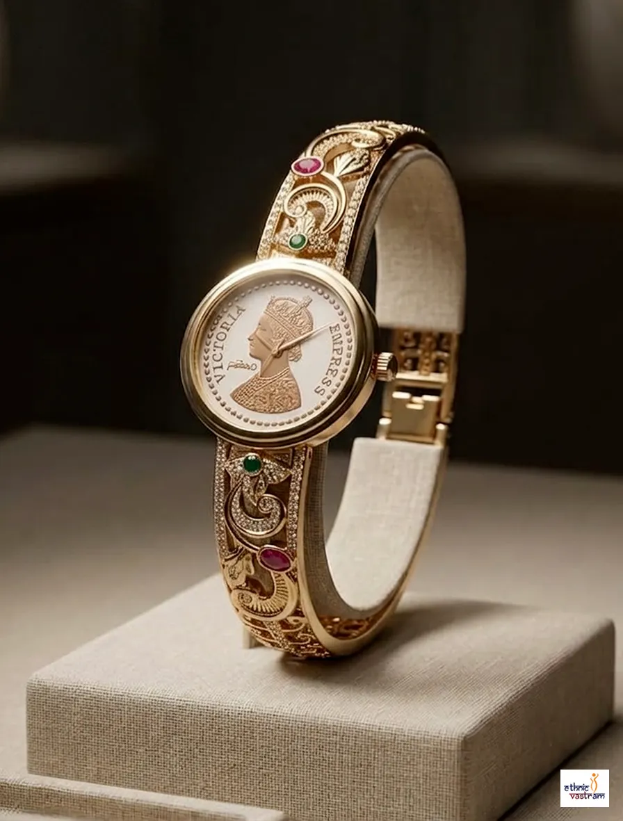 Antique Gold Victoria Coin Bangle Watch