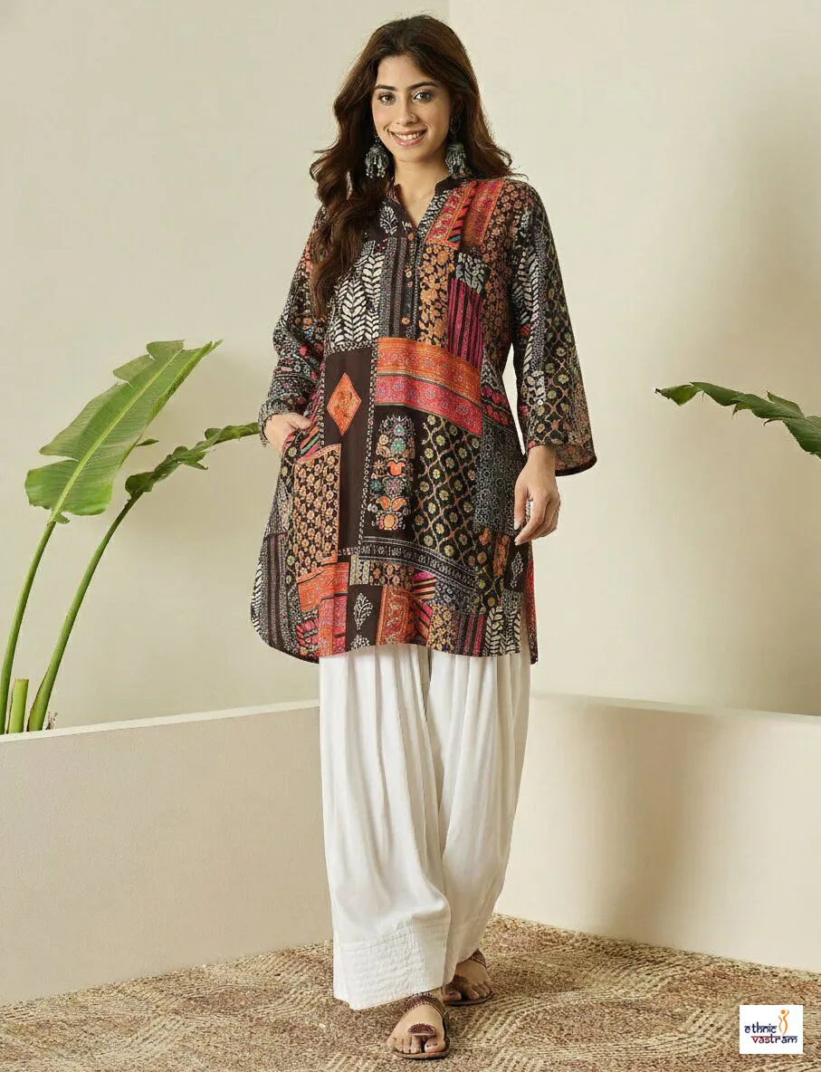 Black Viscose Rayon Digital Printed Co-Ord Set