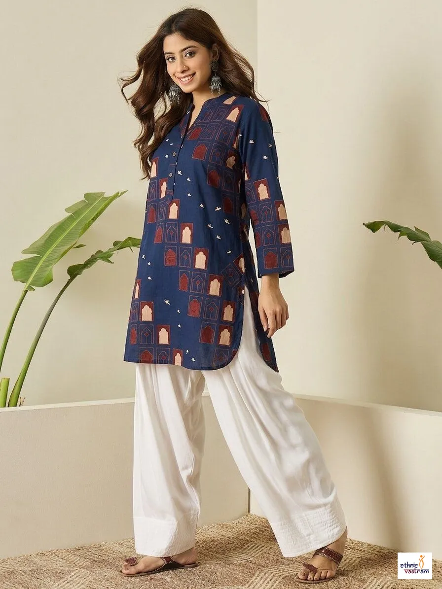 Navy Blue Viscose Rayon Digital Printed Co-Ord Set
