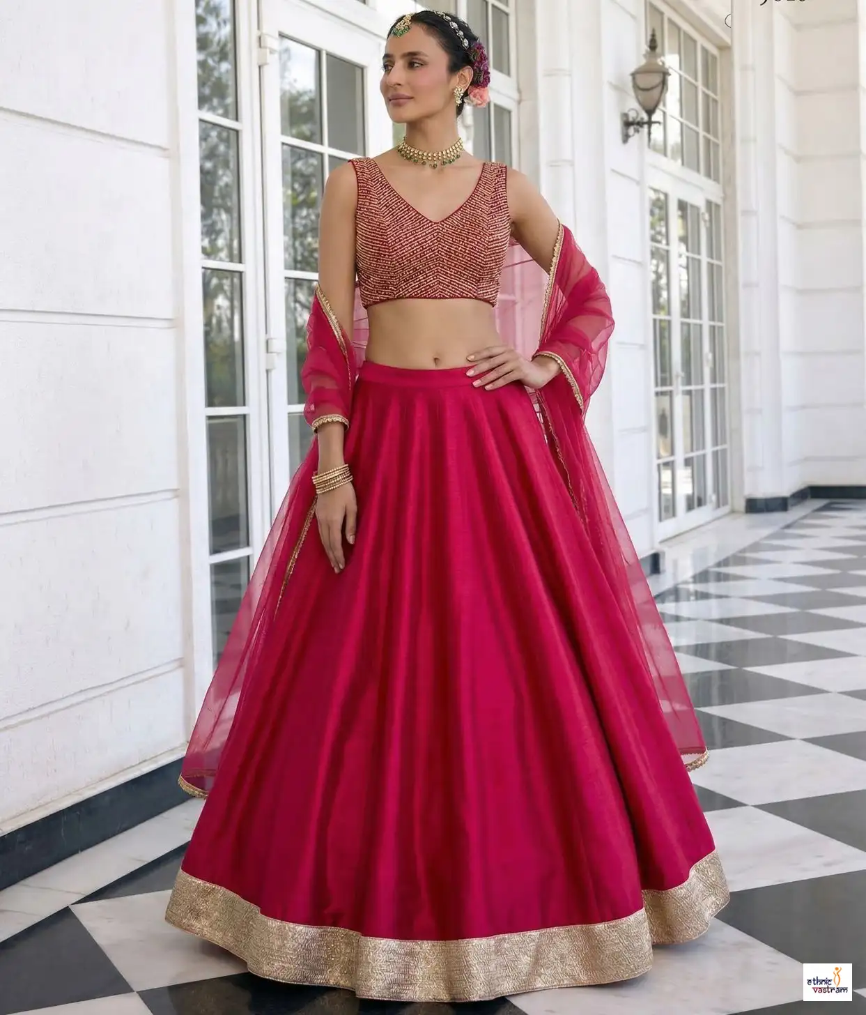 Premium Magenta Pink Silk Ethnic Wedding Lehenga