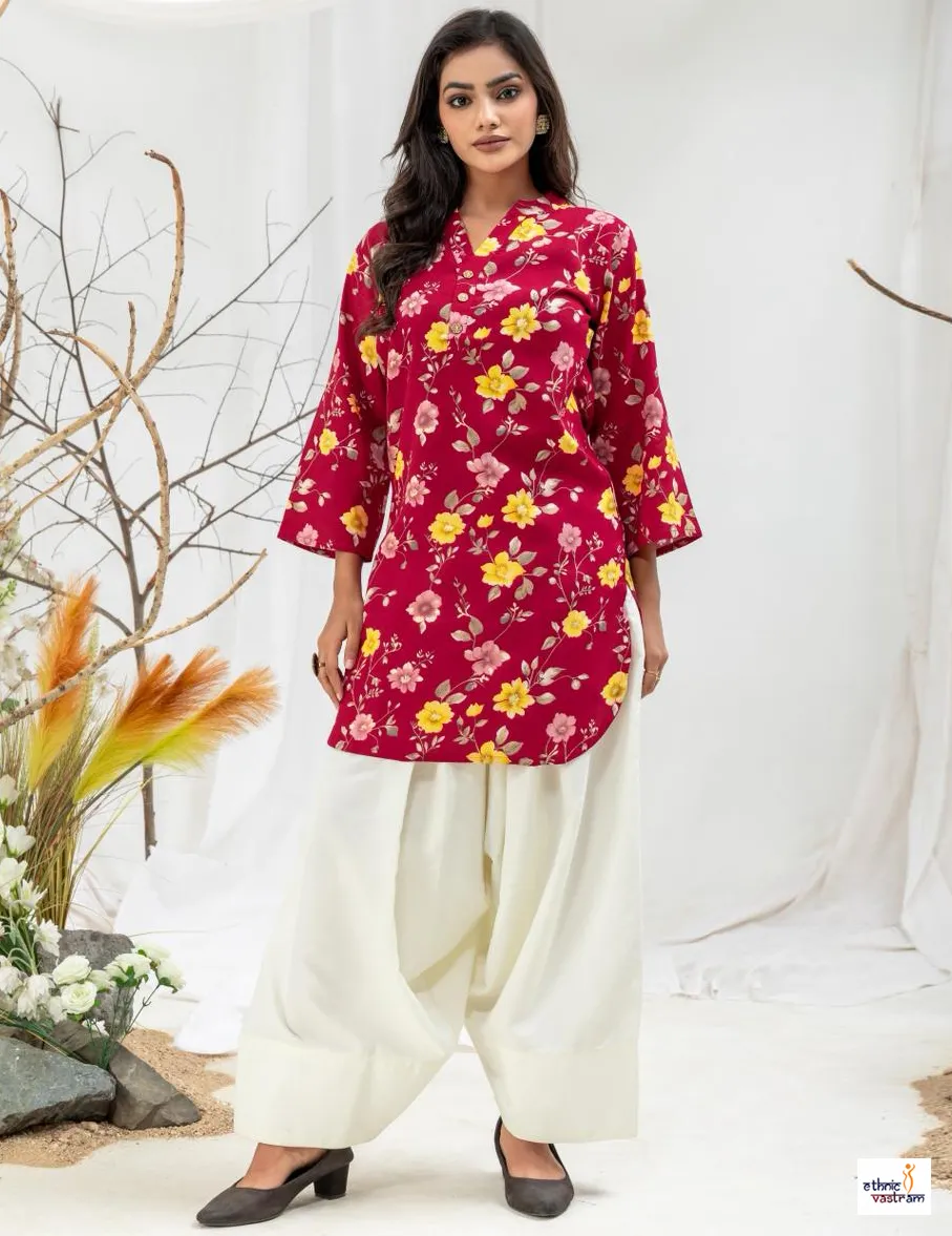 Red Viscose Rayon Digital Printed Co-Ord Set