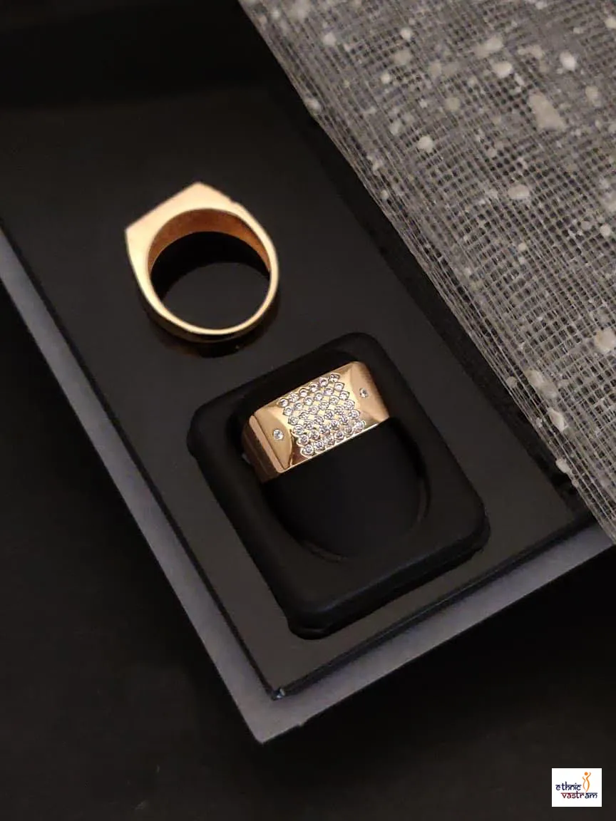 Rose Gold Diamond Cluster Mens Ring