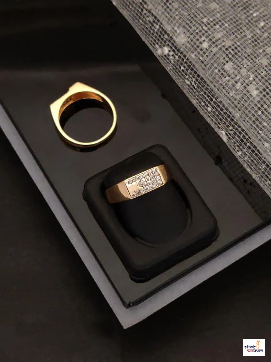 Rose Gold Diamond Signet Gents Ring
