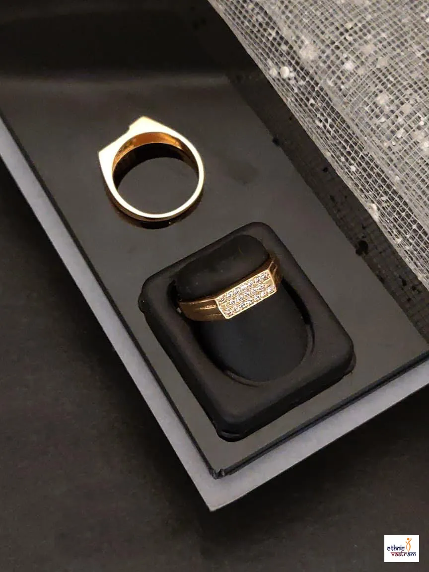 Rose Gold Elongated Signet Mens Ring