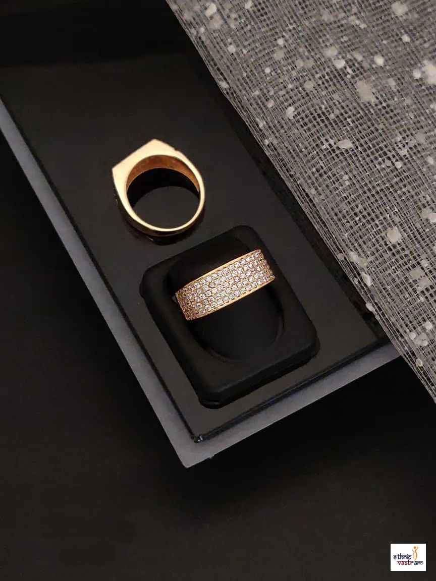 Rose Gold Full Pavé Wide Band Mens Ring