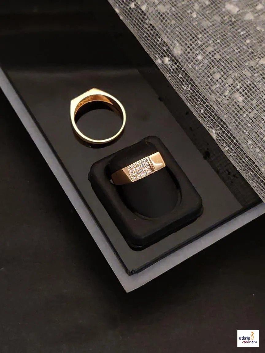 Rose Gold Two-Tone CZ Mens Ring