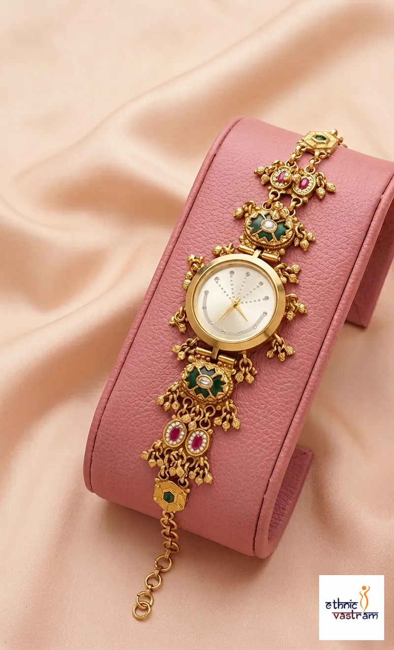 Women's Ethnic Minimal White Dial Festive Wristwatch