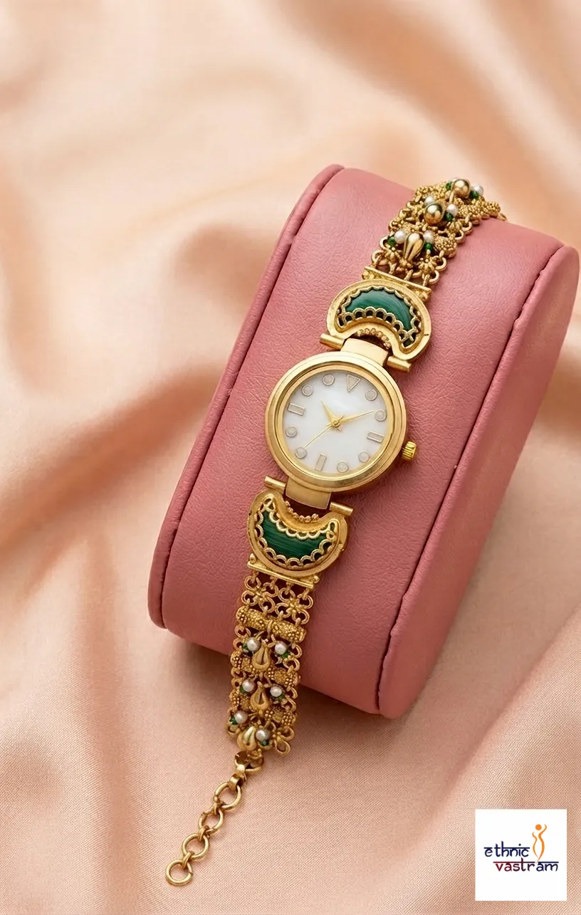 Women's Ethnic Mother of Pearl Dial Bridal Wristwatch