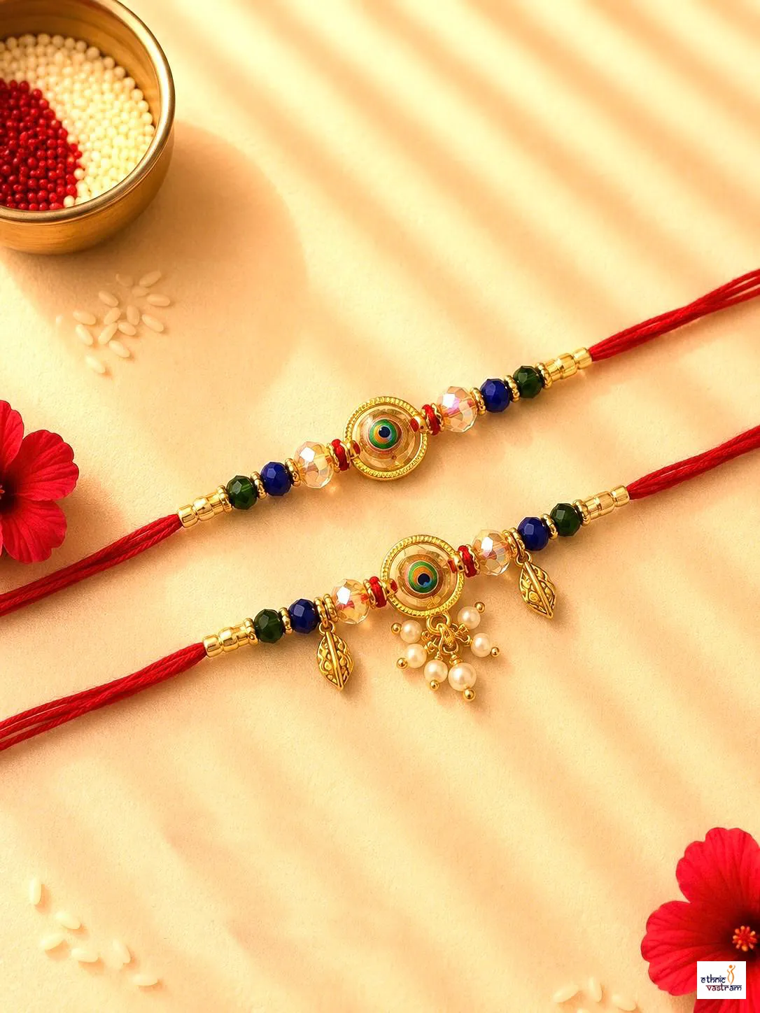 Pack of 24 Peacock Meenakari Bhaiya Bhabhi Rakhi Set