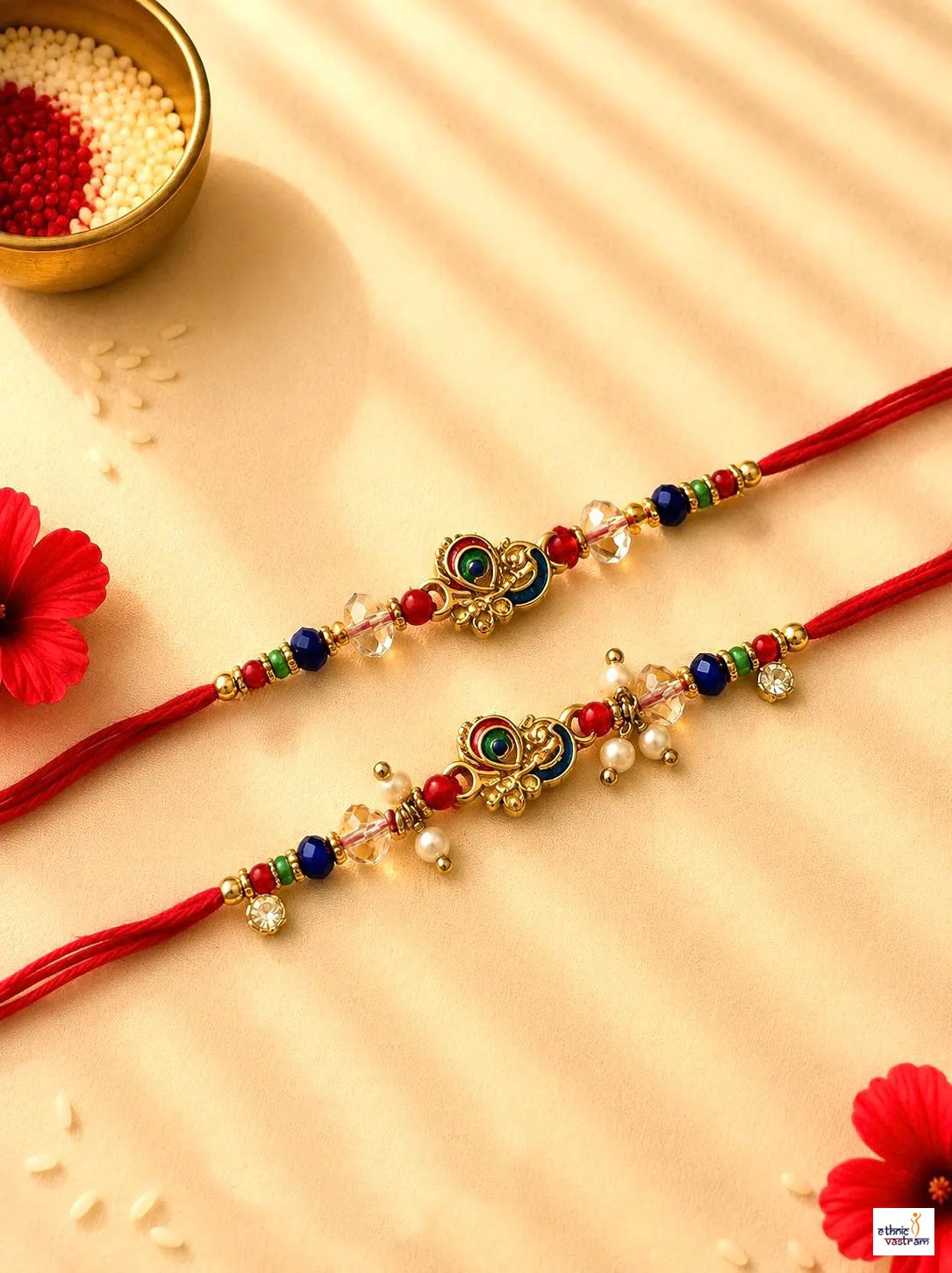 Pack of 24 Royal Peacock Filigree Bhaiya Bhabhi Rakhi Set