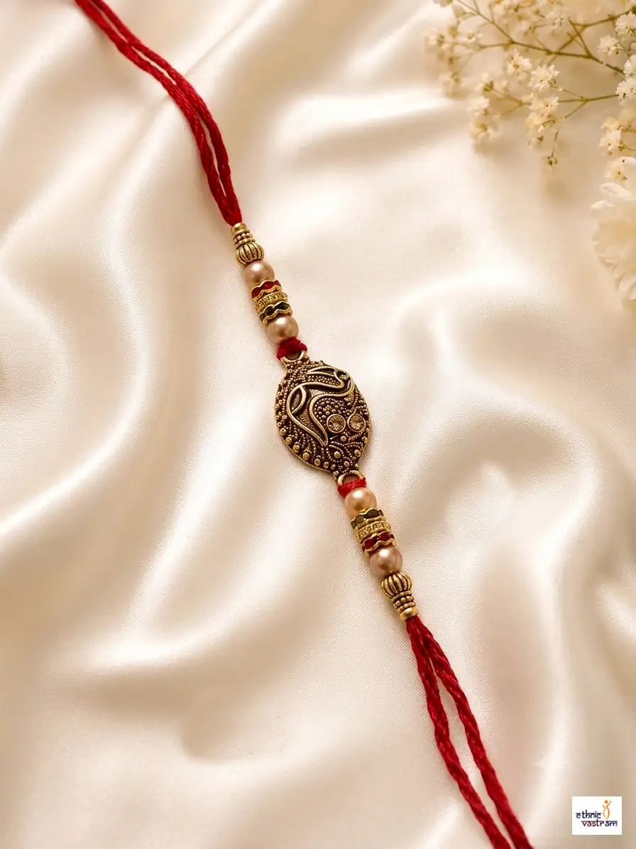 Handcrafted Antique Oval Ganesha Rakhi