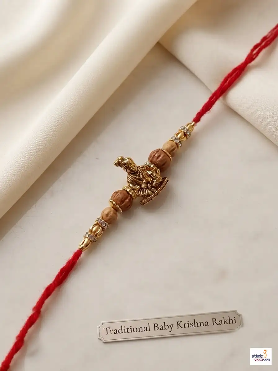 Handcrafted Baby Krishna Rudraksha Rakhi