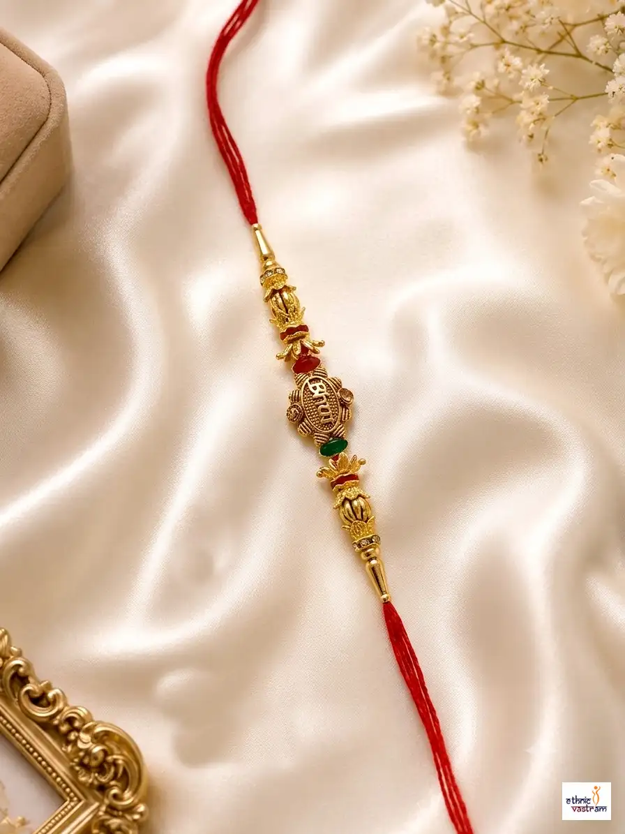 Handcrafted Bhai Tortoise Golden Rakhi