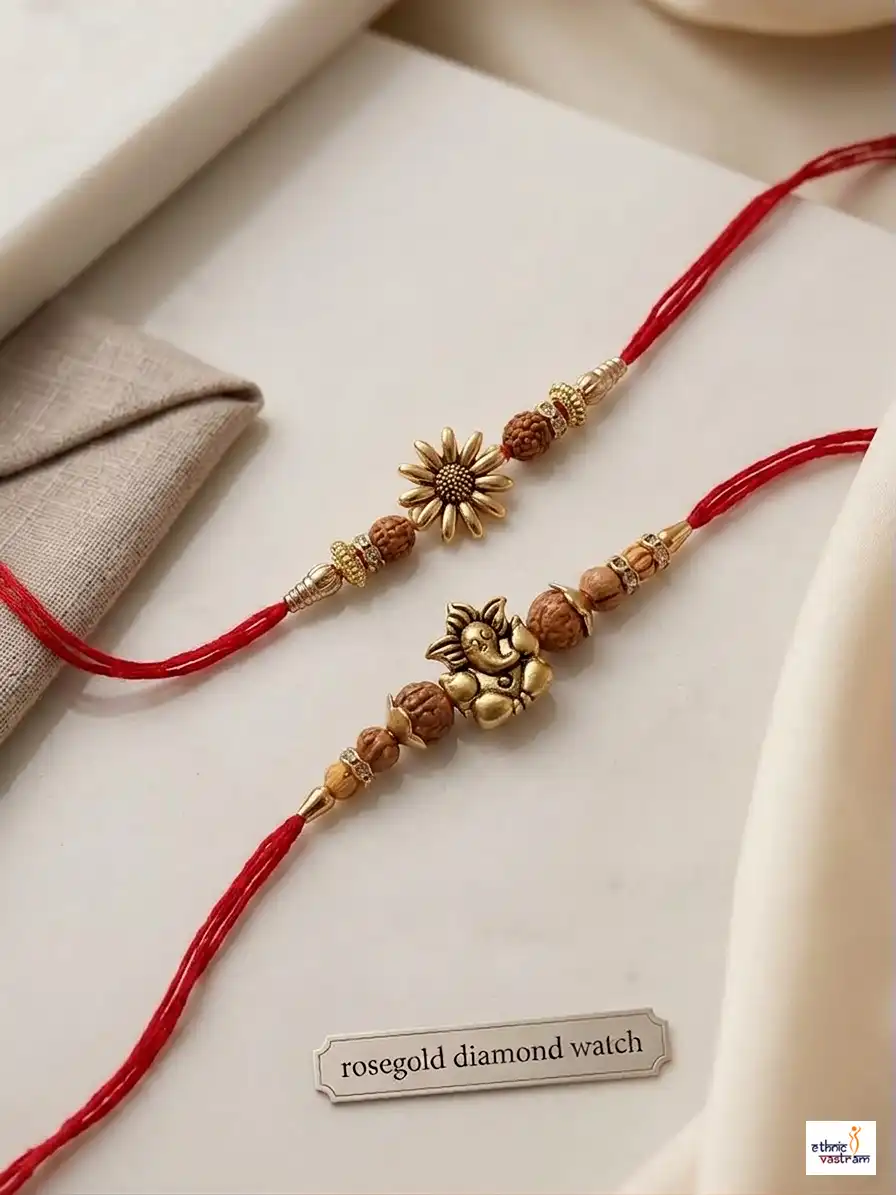 Handcrafted Ganesha Sunflower Rudraksha Rakhi