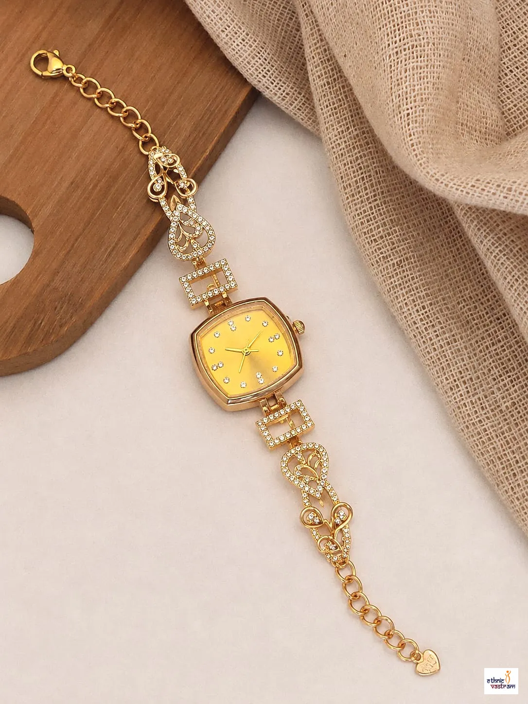Handcrafted Rose Gold Cushion CZ Bracelet Watch for Women - Image 2