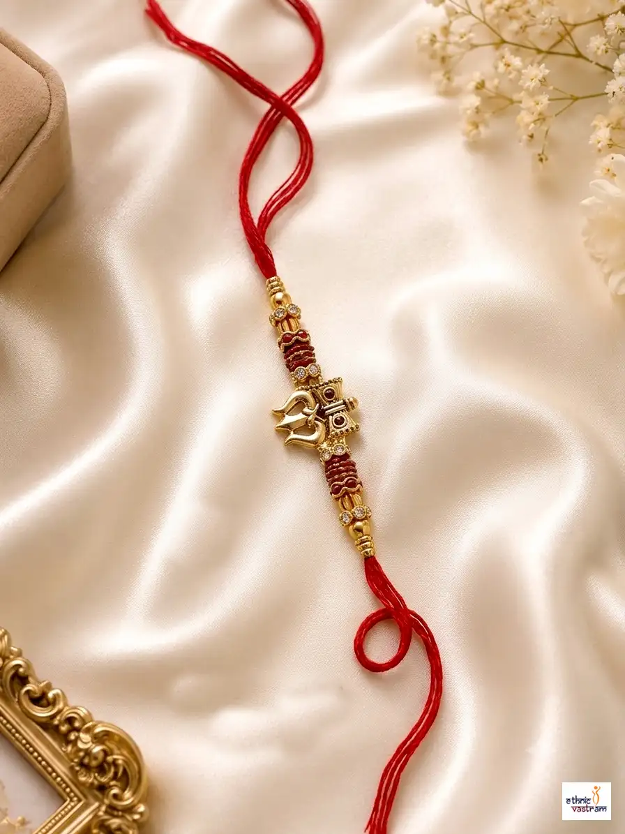 Handcrafted Trishul Damru Auspicious Rakhi