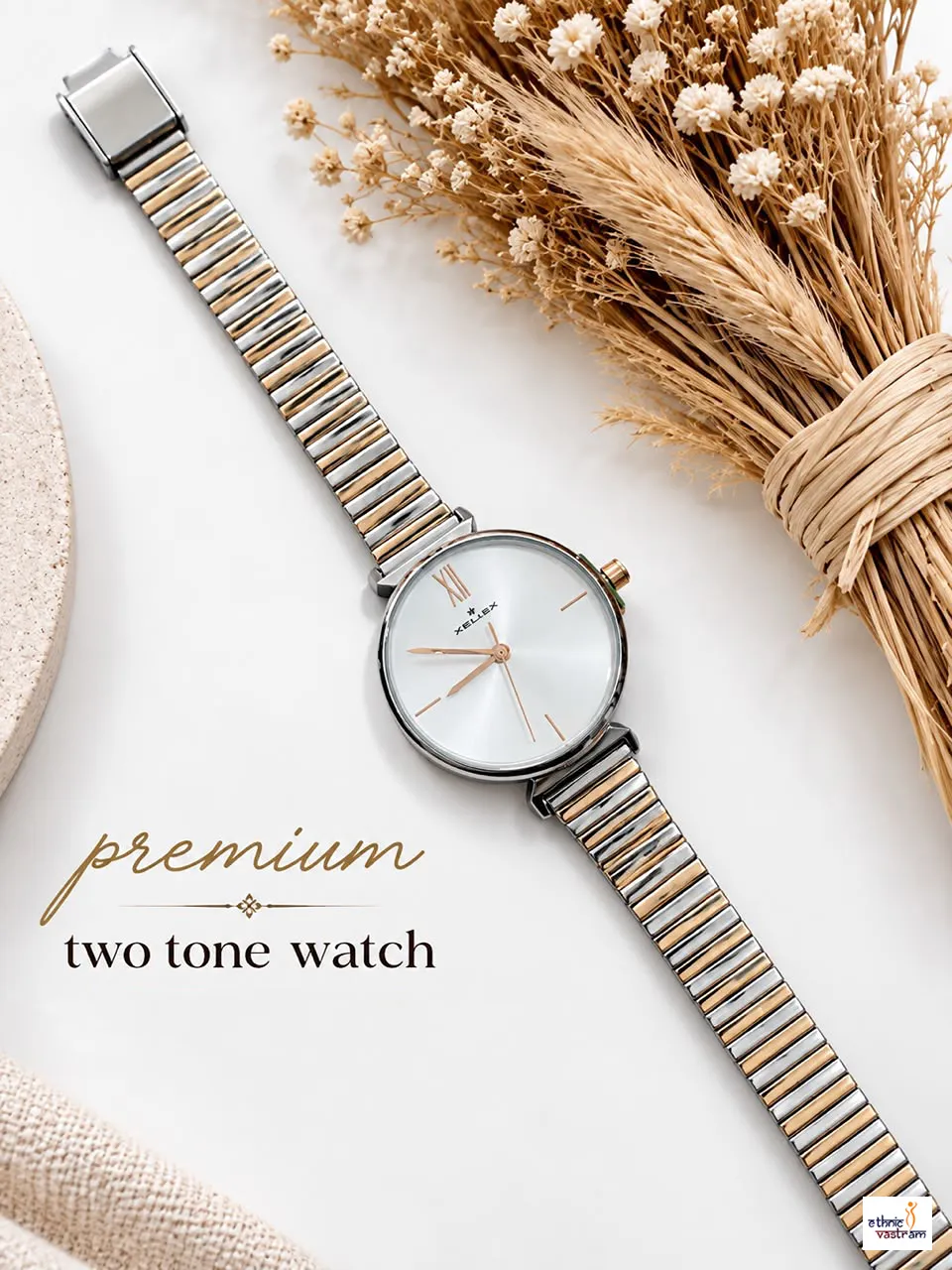 Premium Two-Tone Gold and Silver Analog Watch